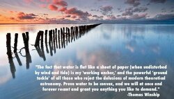 Water is flat like a sheet of paper.