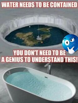 Gravity can’t hold water in a curve… but a container can. Funny how bathtubs make more sense than NASA.