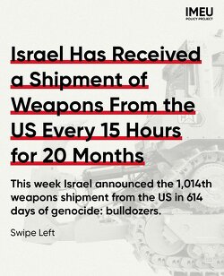 This is Wild. This week, Israel announced the 1,014th weapons shipment from the US.