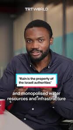 Rain belongs to Israel. Palestinians in the West Bank are not allowed to harvest rainwater because Israel claims it belongs to them. “Rain is the property of the Israeli authorities,” claims the Israeli military.  And our government defends this…