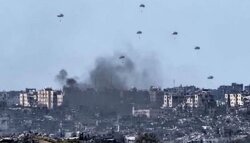 Only in Gaza will you see airdrops and airstrikes in one picture. No one should look to the sky and wonder if what's falling is death or dinner.