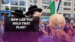 A Zionist woman loses her mind after meeting Jews standing for Palestine in New York City. You can see her brainwashed worldview crumble in real time.
