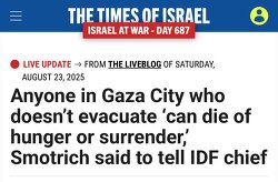 One million Palestinians have been given the option to leave (with nowhere to go), starve, or die. This is what Western media calls a “military operation.”
