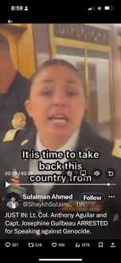 Lt. Col. Anthony Aguilar and Capt. Josephine Guilbeau ARRESTED for Speaking against Genocide.