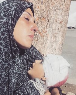 The Israeli army bombed their tent in Gaza with drone missiles, killing a child his mother had waited 13 years to have. His father was abducted by Israel a year and a half ago from Gaza, and his fate remains unknown.