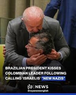 A historic kiss from the Brazilian president on the head of the Colombian president after his statement at the United Nations..  