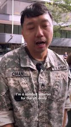 “I'm a combat veteran for the U.S. Army. There's a genocide in Gaza, and I don't want to be part of that. We only want to defend ourselves. We don't want to go to other countries. We don't want to be part of imperialism. We don't want to bully anyone else.”