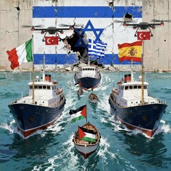 BREAKING: Two Turkish Armed Military Drones have joined the escort of the Global Sumud Flotilla.