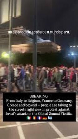 From Italy to Belgium, France to Germany, Greece and beyond — people are taking to the streets right now in protest against Israel’s attack on the Global Sumud Flotilla. 
