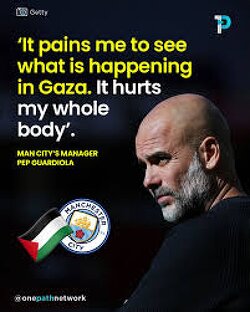 The fear is gone! Supporters of Israel's genocide are increasingly failing to intimidate people into silence.  Here's football legend Pep Guardiola calling on the people of Barcelona to flood the streets tomorrow at noon to demand an end to the genocide.