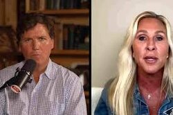 Marjorie Taylor Greene tells Tucker Carlson that Christians have been spoon-fed propaganda about Israel everywhere from the church to the political stage. She says that the illusion is collapsing right in front of their eyes and she is grateful to see it happen finally. She adds that the great deception is breaking apart and people are waking up to it.