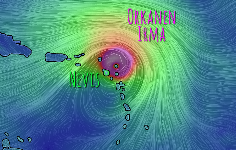 Orkan Irma och Nevis